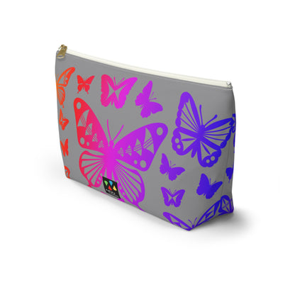 Rainbow Butterflies on Gray Pouch w T-bottom