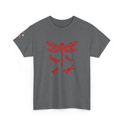 Native Dragonfly in Red Gildan Unisex Tee