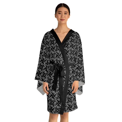 Sacred Winds in Charcoal Kimono Robe – Where Comfort Meets Native Grace
