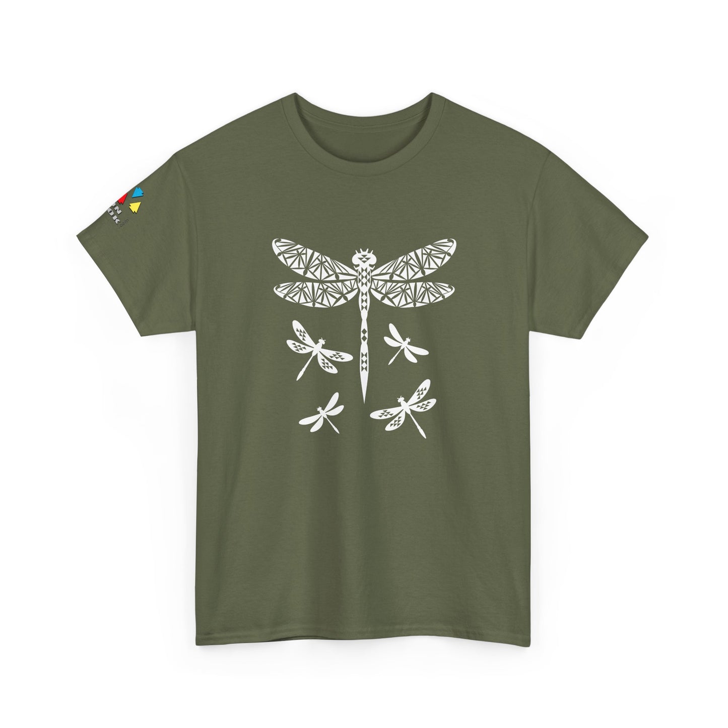 Native Dragonfly in White Gildan Unisex Tee