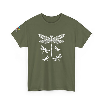 Native Dragonfly in White Gildan Unisex Tee