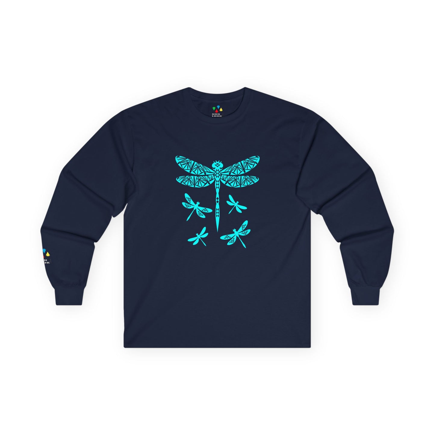 Native Dragonfly in Turquoise Unisex Long Sleeve Tee