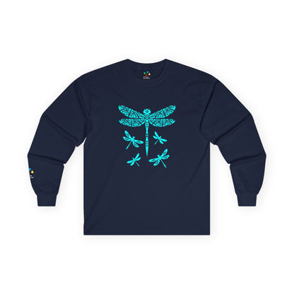 Native Dragonfly in Turquoise Unisex Long Sleeve Tee