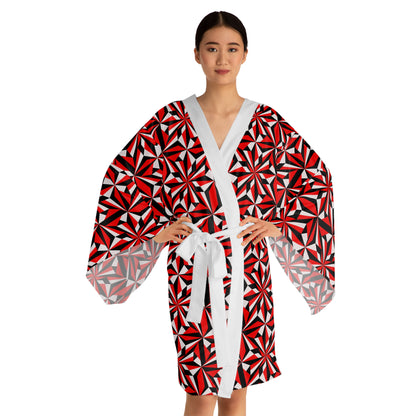 Desert Flowers in Red Kimono Robe – Where Comfort Meets Native Grace