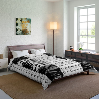 Southwest Feather Blessing on White Comforter