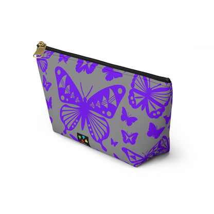 Purple Butterflies on Gray Pouch w T-bottom