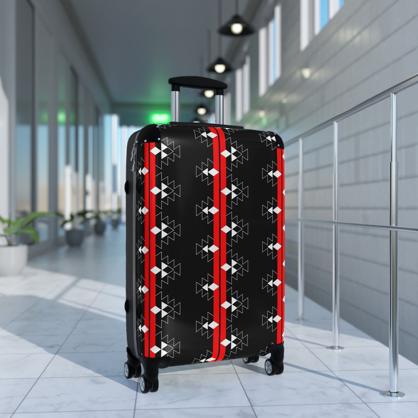 Red Native Woven Stories Suitcases
