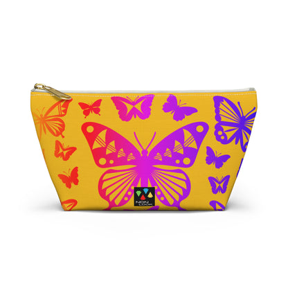 Rainbow Butterflies on Yellow Pouch w T-bottom