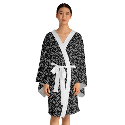 Sacred Winds in Charcoal Kimono Robe – Where Comfort Meets Native Grace