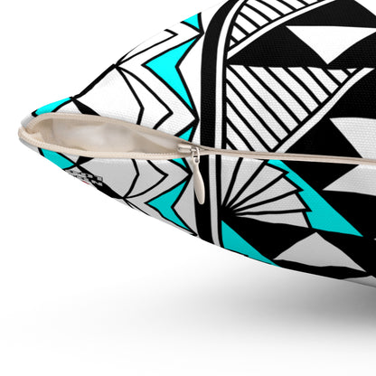 Sun and Rain in Turquoise Spun Polyester Square Pillow