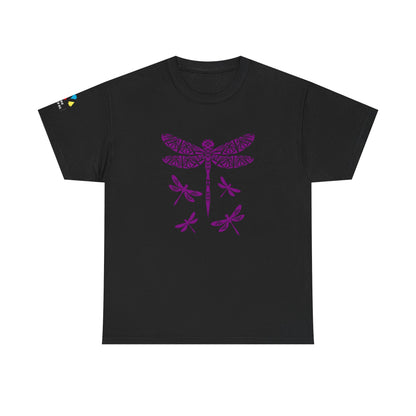 Native Dragonfly in Purple Gildan Unisex Tee