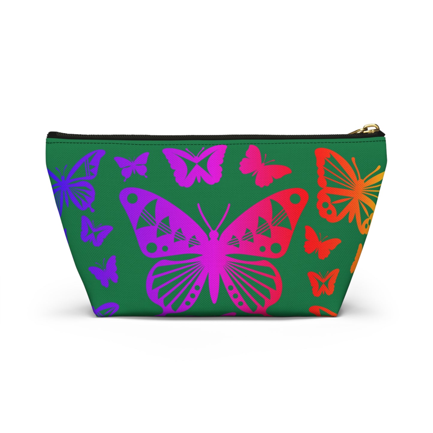 Rainbow Butterflies on Green Pouch w T-bottom