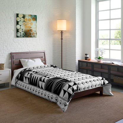 Southwest Feather Blessing on White Comforter