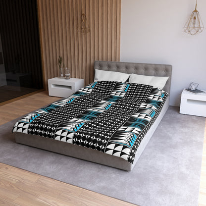 Blessed Feathers in Turquoise Microfiber Duvet Cover