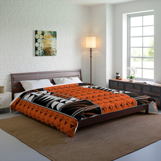 Southwest Feather Blessing on Orange Comforter