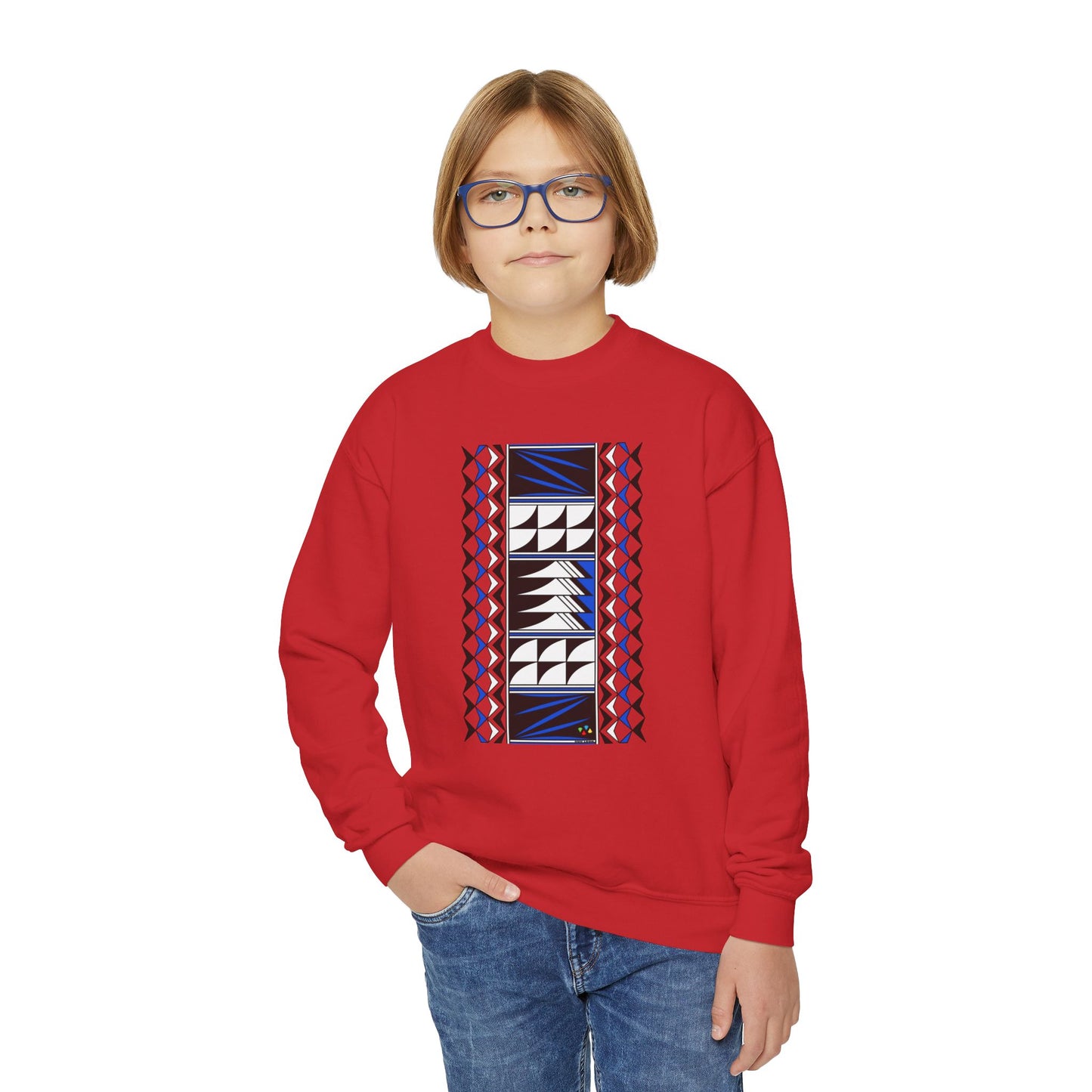 Feather Blessings in Blue Youth Crewneck Sweatshirt