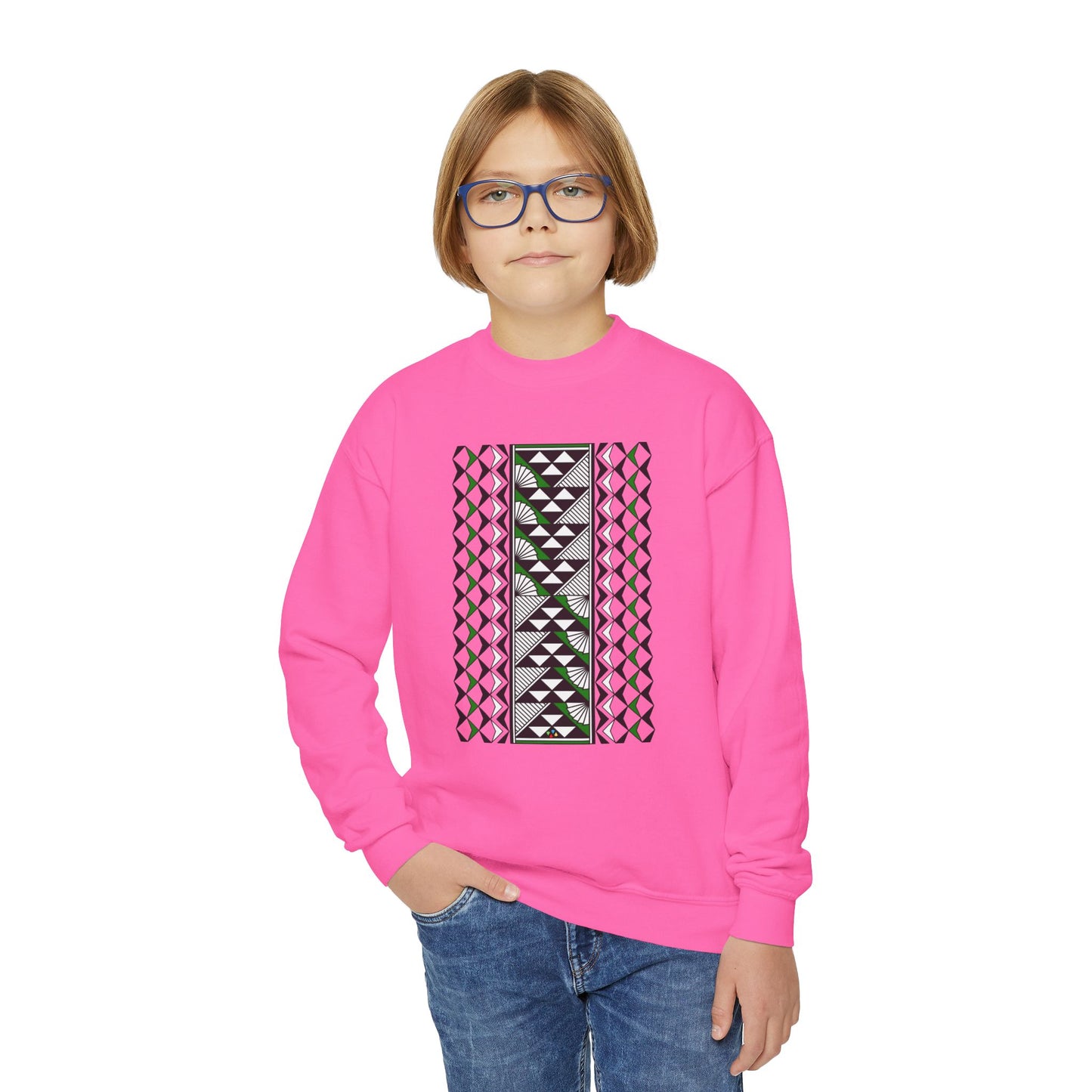 Rain and Sun in Green Youth Crewneck Sweatshirt