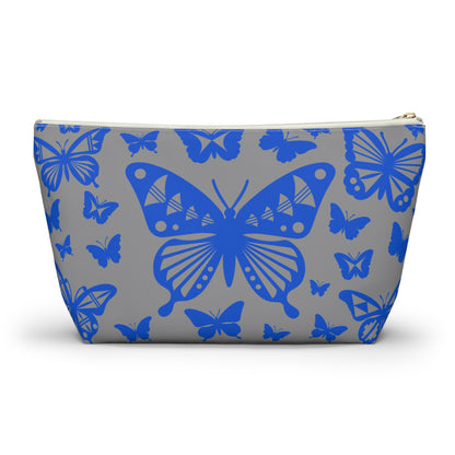 Blue Butterflies on Gray Pouch w T-bottom