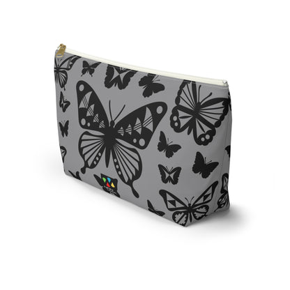Black Butterflies on Gray Pouch w T-bottom