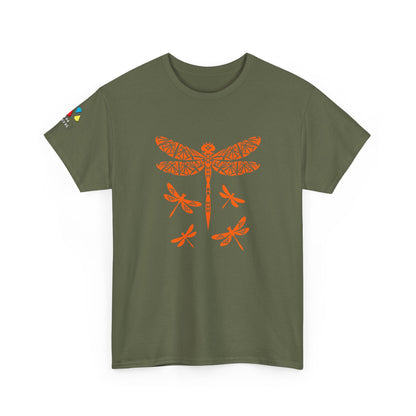 Native Dragonfly in Orange Gildan Unisex Tee