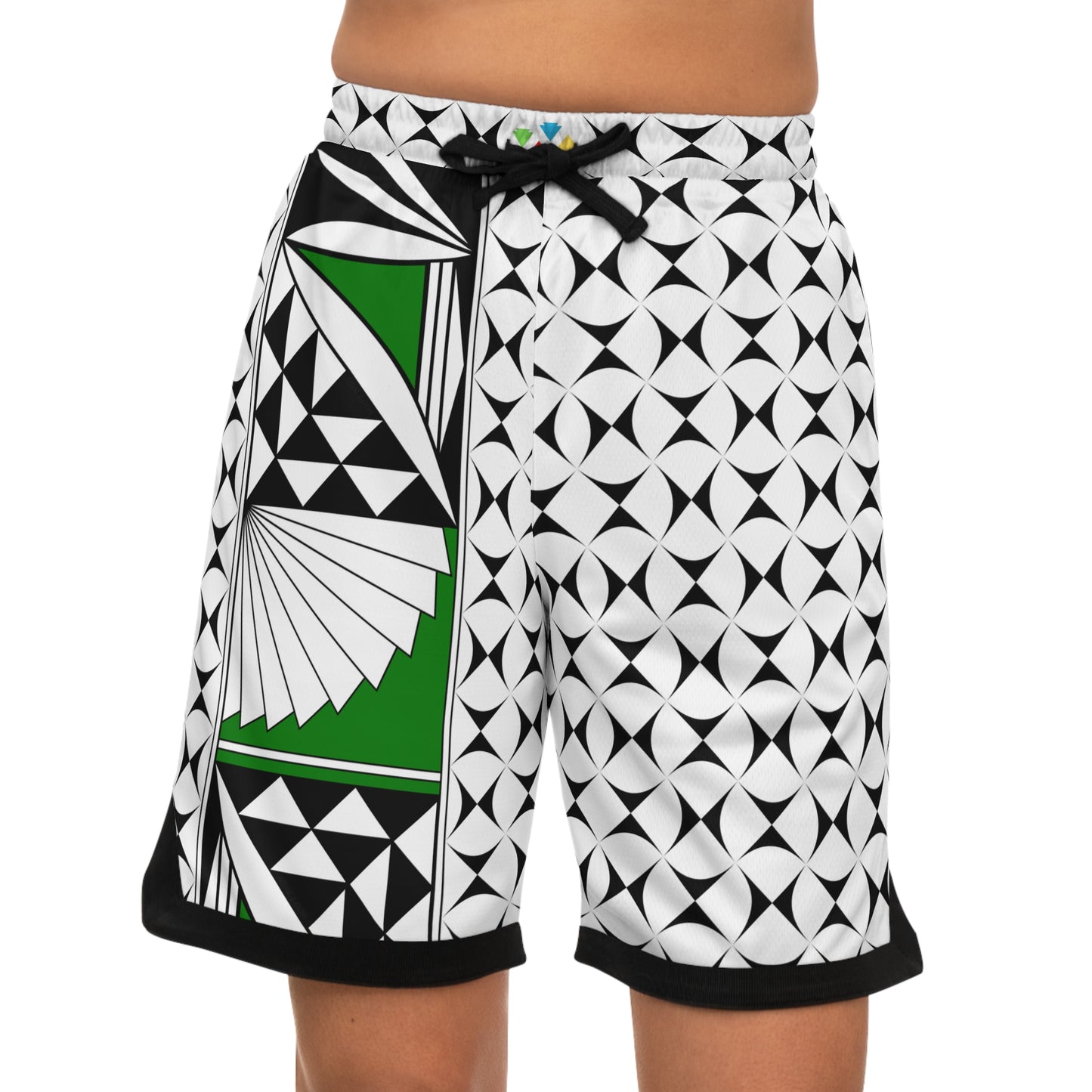 Southwest Sunrise in Green Basketball Rib Shorts