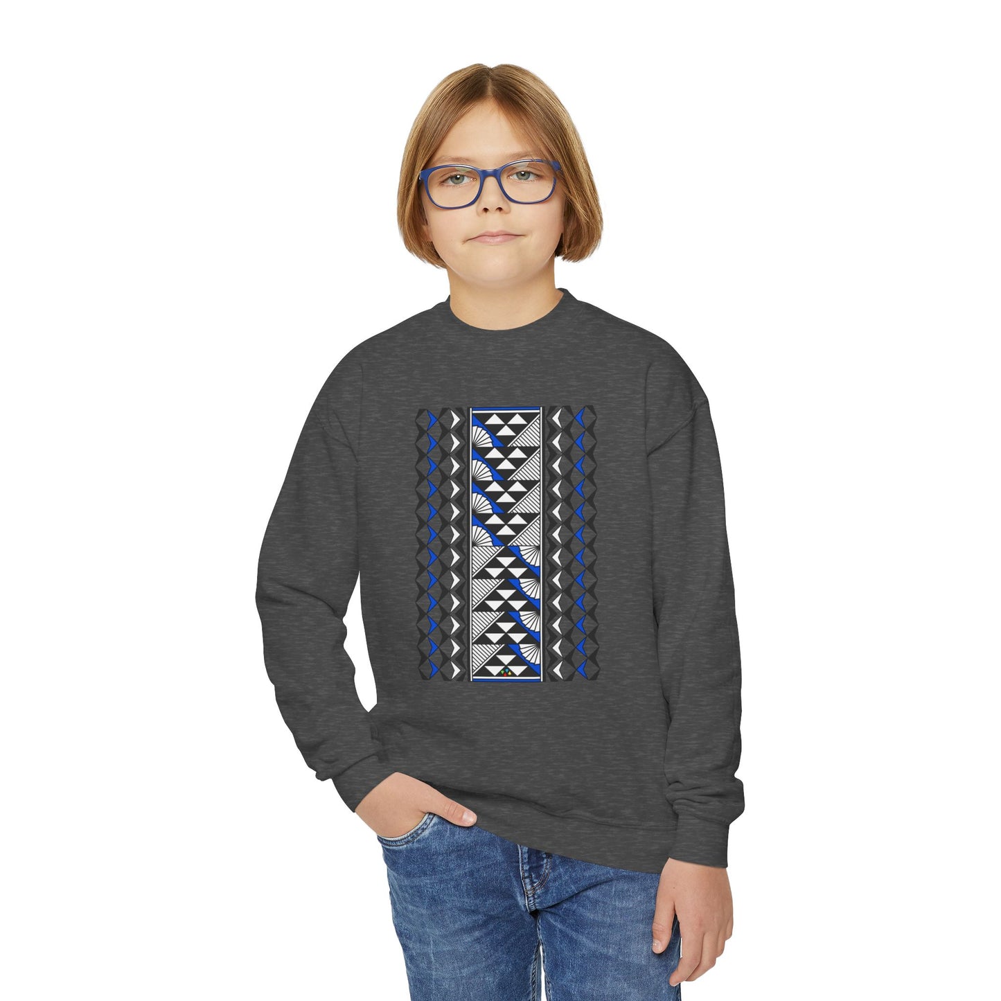 Rain and Sun in Blue Youth Crewneck Sweatshirt