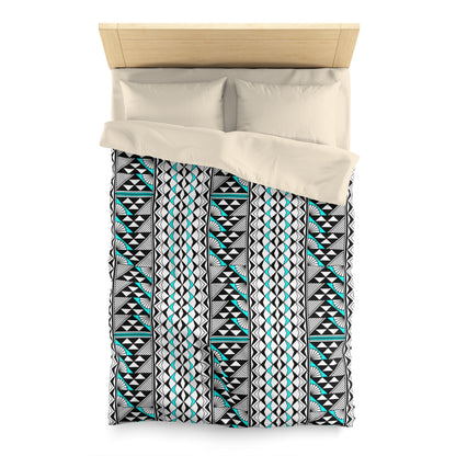 Sun and Rain in Turquoise Microfiber Duvet Cover