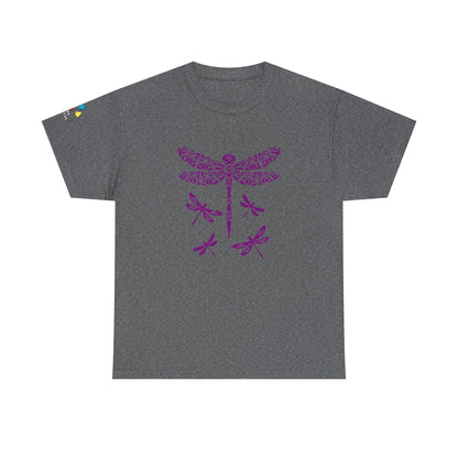 Native Dragonfly in Purple Gildan Unisex Tee