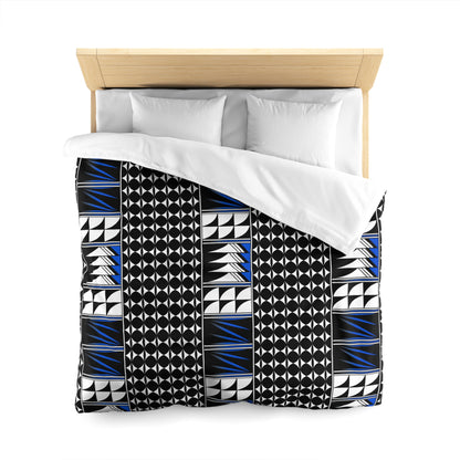 Blessed Feathers in Blue Microfiber Duvet Cover