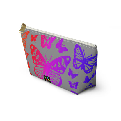 Rainbow Butterflies on Gray Pouch w T-bottom