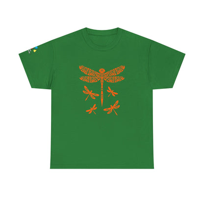 Native Dragonfly in Orange Gildan Unisex Tee