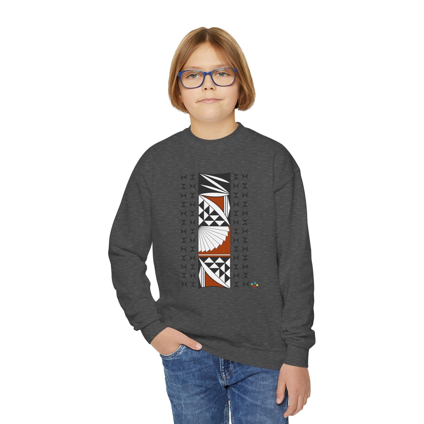 Southwest Sunrise in Rust Youth Crewneck Sweatshirt