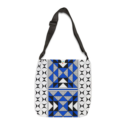 Blue Native Sacred Mountains Adjustable Tote Bag