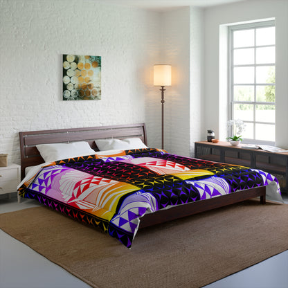 Rainbow Sunrise on Black Comforter