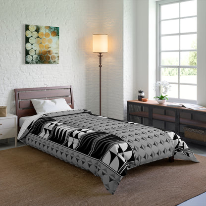 Southwest Feather Blessing on Light Gray Comforter