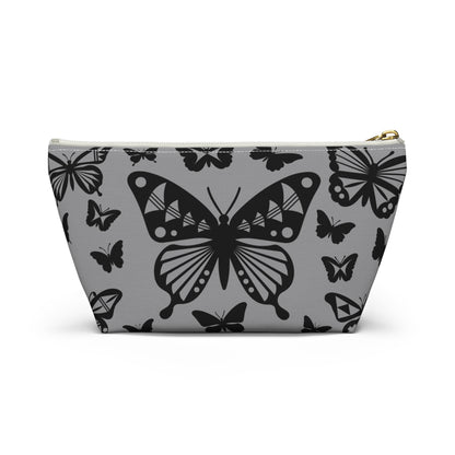 Black Butterflies on Gray Pouch w T-bottom