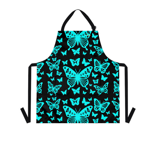 Native Butterflies in Turquoise Two Pocket Apron