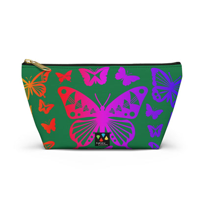 Rainbow Butterflies on Green Pouch w T-bottom