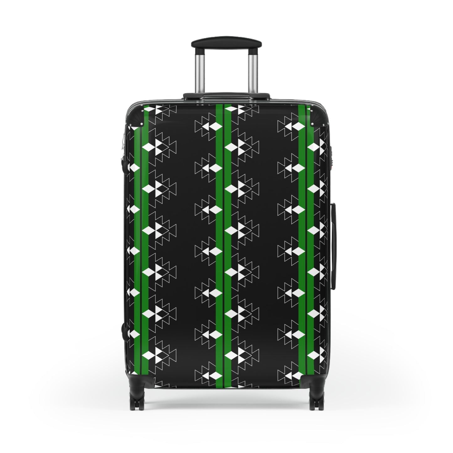 Green Native Woven Stories Suitcases