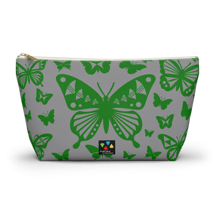 Green Butterflies on Gray Pouch w T-bottom