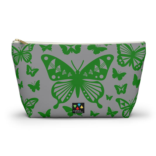 Green Butterflies on Gray Pouch w T-bottom