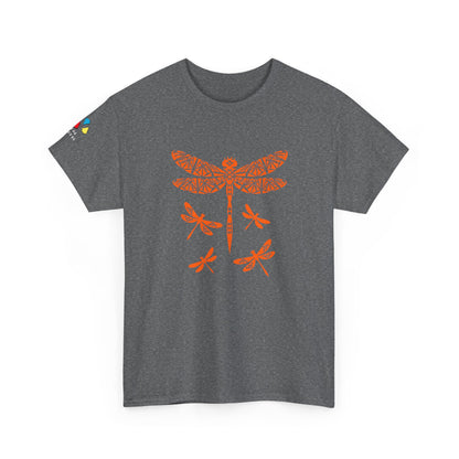 Native Dragonfly in Orange Gildan Unisex Tee