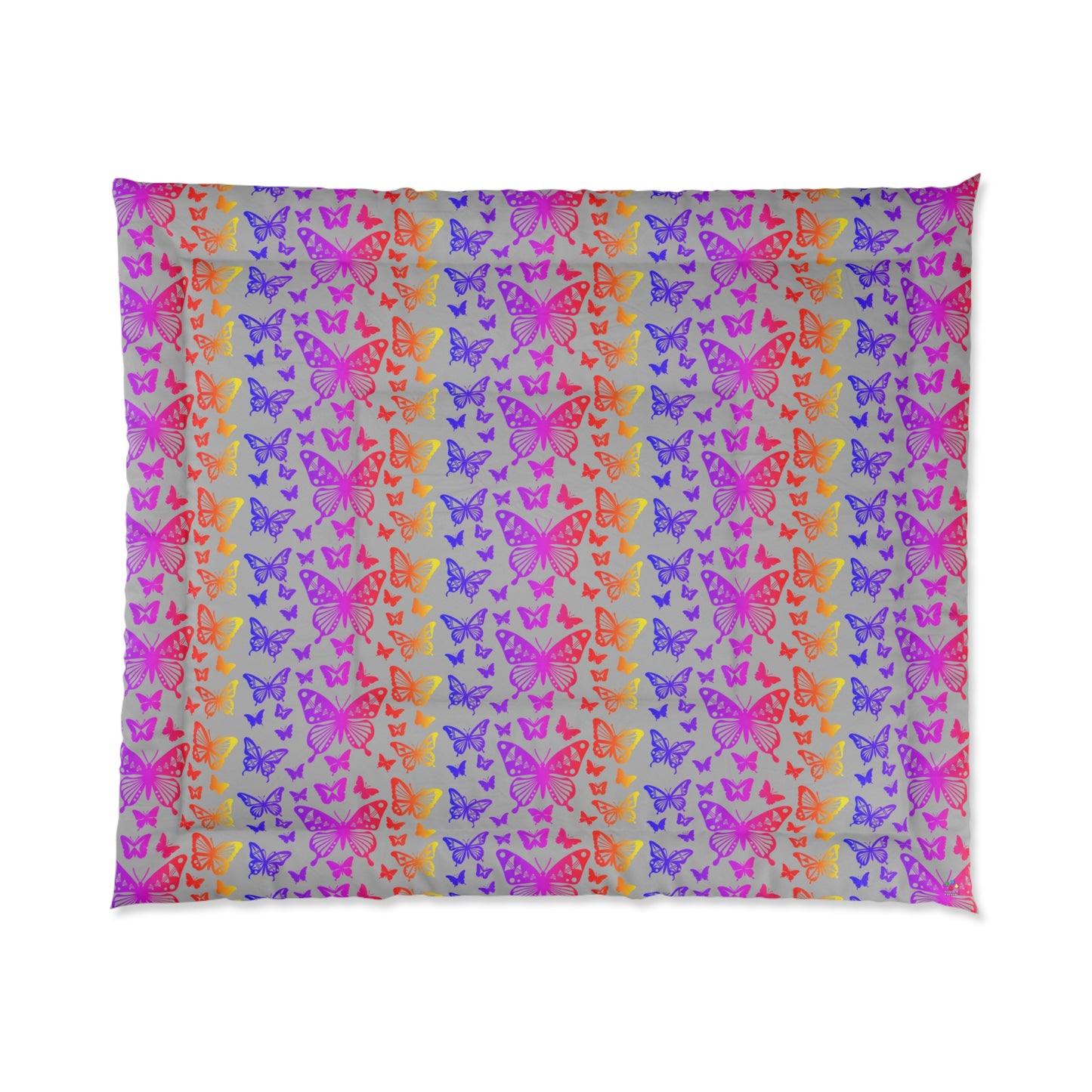 Native Butterflies on Gray Comforter