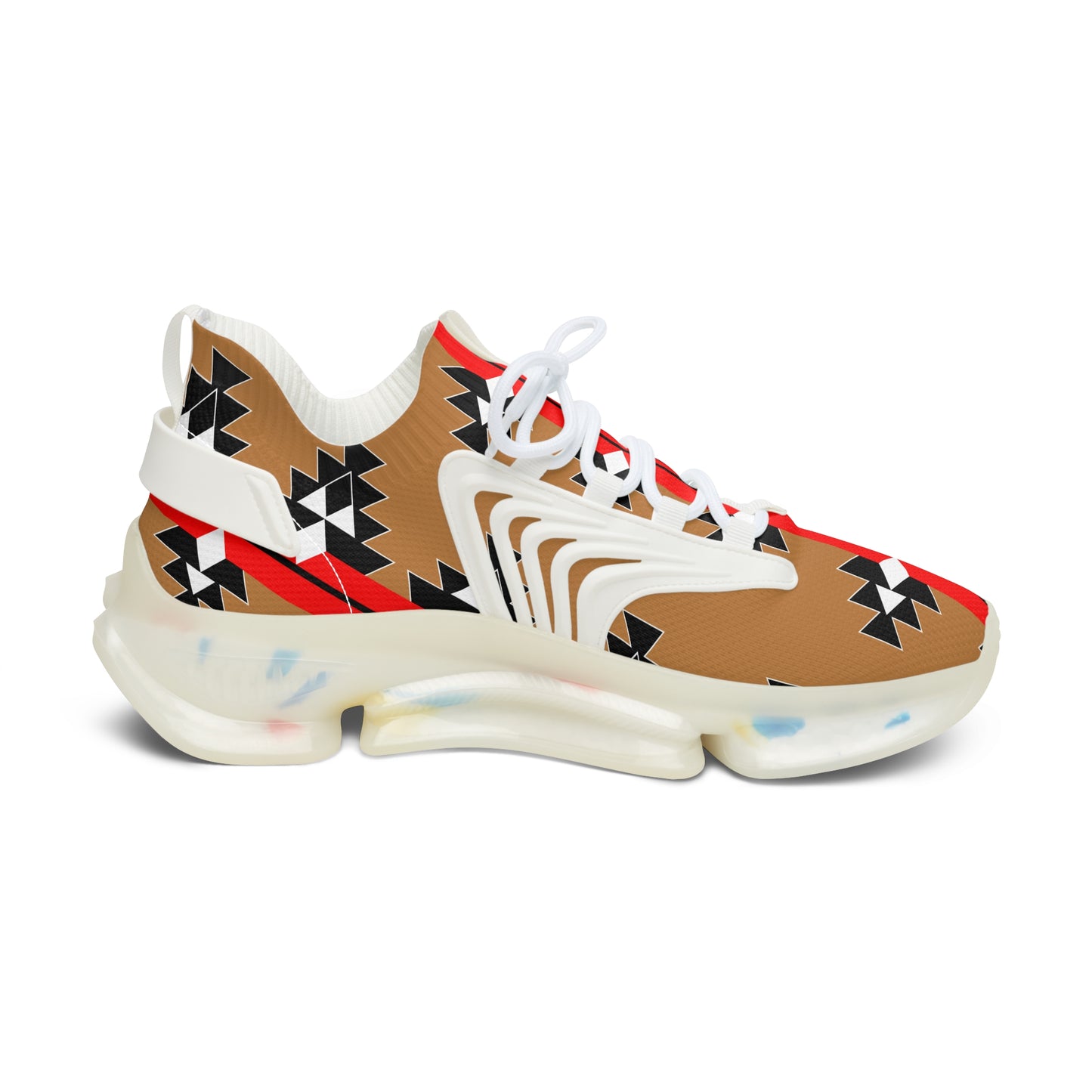 Native Woven Stories on Tan Women's Mesh Sneakers