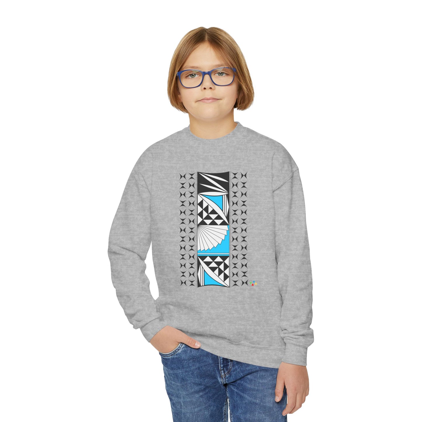 Southwest Sunrise in Turquoise Youth Crewneck Sweatshirt