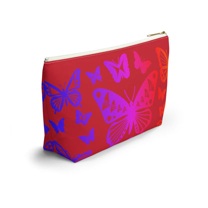 Rainbow Butterflies on Red Pouch w T-bottom