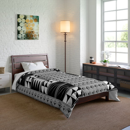 Southwest Feather Blessing on Light Gray Comforter