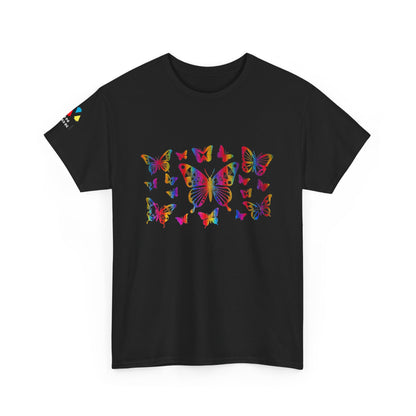 Metallic Rainbow Rain Butterflies Gildan Unisex Tee