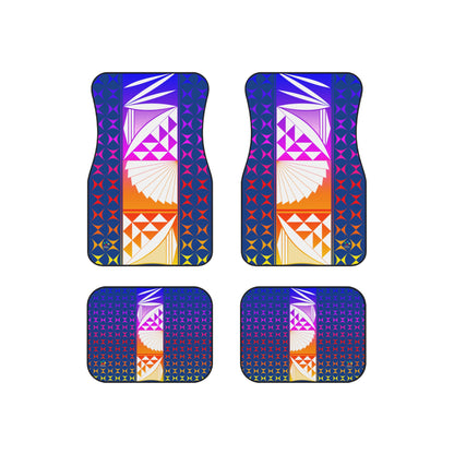 Rainbow Sunrise on Blue Car Mats (Set of 4)