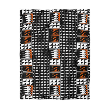 Blessed Feathers in Orange Microfiber Duvet Cover